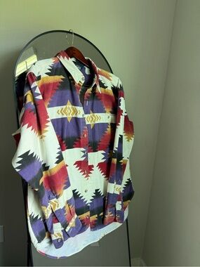 90's Vintage Woolrich Southwestern Aztec Colorful Button Up Flannel Shirt